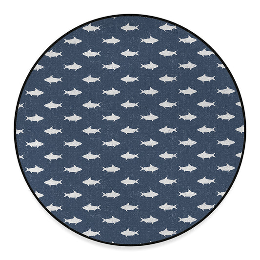 Shark Fish Pattern Print Round Floor Mat