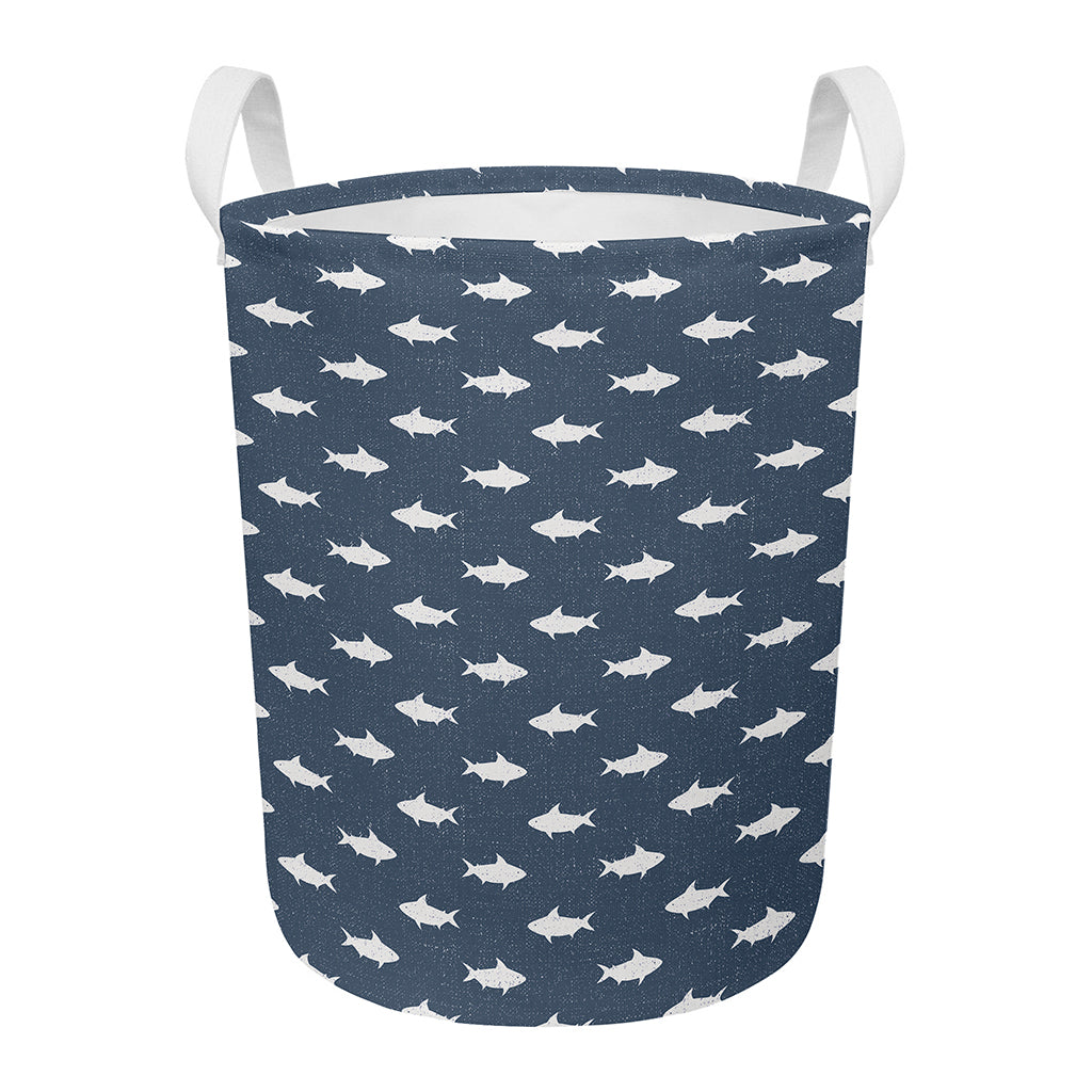 Shark Fish Pattern Print Round Laundry Basket
