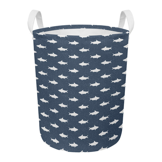 Shark Fish Pattern Print Round Laundry Basket