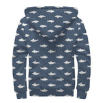 Shark Fish Pattern Print Sherpa Lined Zip Up Hoodie