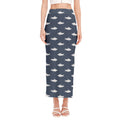Shark Fish Pattern Print Side Slit Maxi Skirt