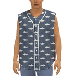 Shark Fish Pattern Print Sleeveless Baseball Jersey