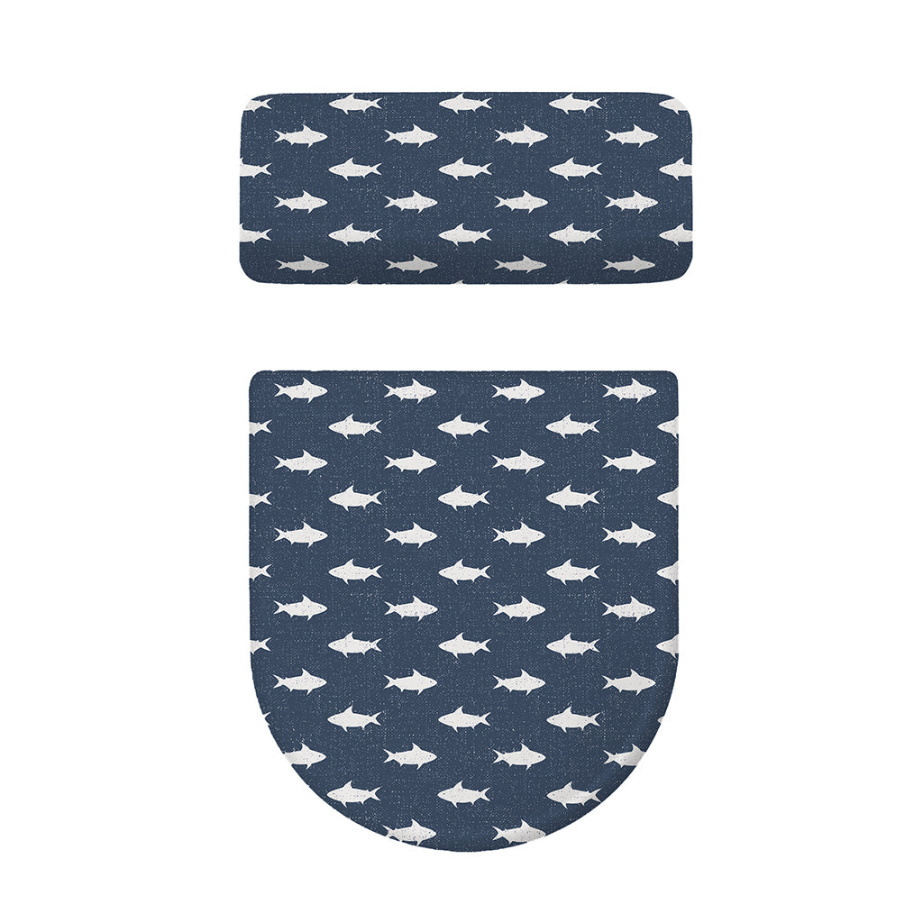 Shark Fish Pattern Print Toilet Lid And Tank Cover Set