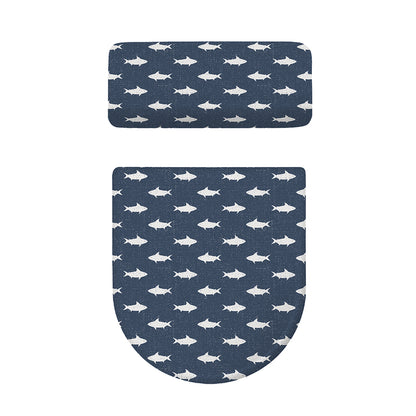 Shark Fish Pattern Print Toilet Lid And Tank Cover Set
