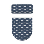 Shark Fish Pattern Print Toilet Lid And Tank Cover Set
