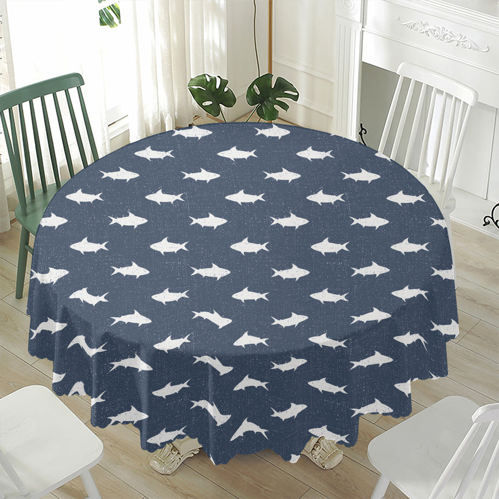 Shark Fish Pattern Print Waterproof Round Tablecloth