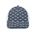 Shark Fish Pattern Print White Mesh Trucker Hat