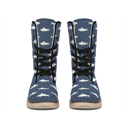 Shark Fish Pattern Print Winter Boots