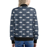 Shark Fish Pattern Print Women's Bomber Jacket