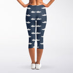 Shark Fish Pattern Print Women's Capri Leggings