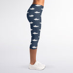 Shark Fish Pattern Print Women's Capri Leggings