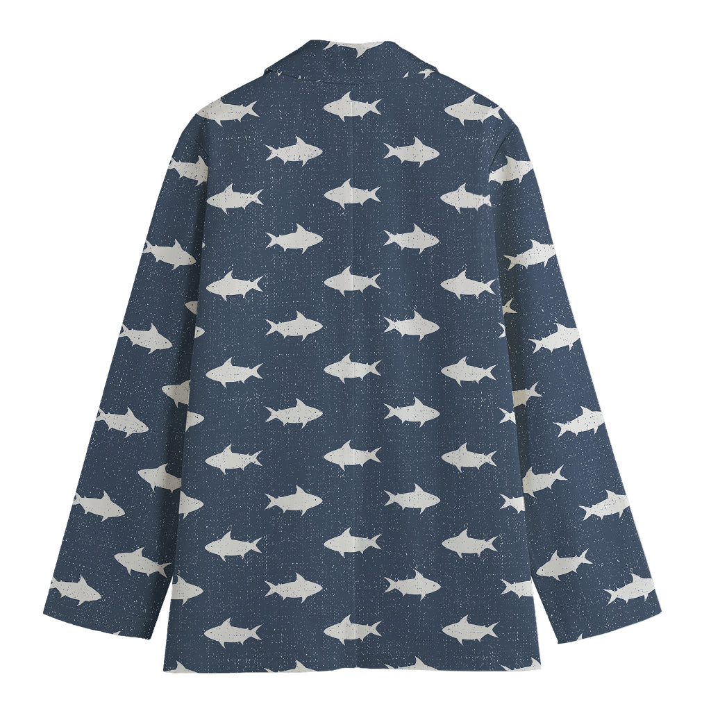 Shark Fish Pattern Print Women's Cotton Blazer