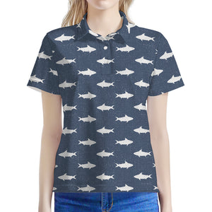 Shark Fish Pattern Print Women's Polo Shirt