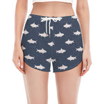 Shark Fish Pattern Print Women's Split Running Shorts