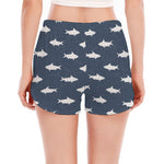 Shark Fish Pattern Print Women's Split Running Shorts