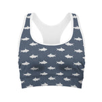 Shark Fish Pattern Print Women's Sports Bra