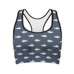 Shark Fish Pattern Print Women's Sports Bra