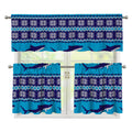 Shark Knitted Pattern Print 3 Piece Kitchen Curtains