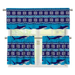 Shark Knitted Pattern Print 3 Piece Kitchen Curtains