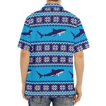 Shark Knitted Pattern Print Aloha Shirt