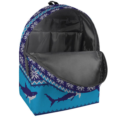 Shark Knitted Pattern Print Backpack