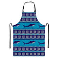 Shark Knitted Pattern Print Bib Apron With Pocket