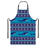 Shark Knitted Pattern Print Bib Apron With Pocket