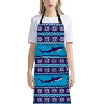 Shark Knitted Pattern Print Bib Apron With Pocket