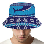 Shark Knitted Pattern Print Bucket Hat