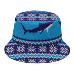 Shark Knitted Pattern Print Bucket Hat