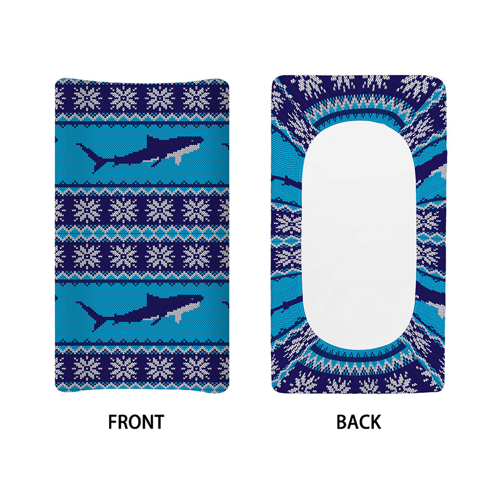 Shark Knitted Pattern Print Changing Pad Cover