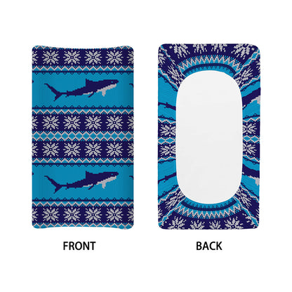 Shark Knitted Pattern Print Changing Pad Cover