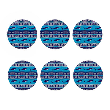 Shark Knitted Pattern Print Coaster Set