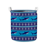Shark Knitted Pattern Print Collapsible Laundry Basket