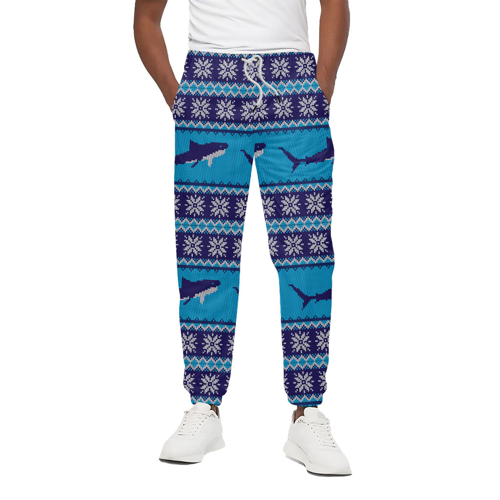 Shark Knitted Pattern Print Cotton Pants