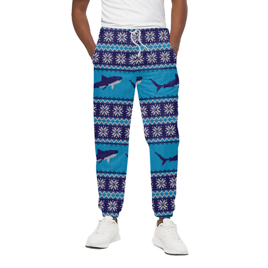Shark Knitted Pattern Print Cotton Pants