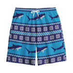 Shark Knitted Pattern Print Cotton Shorts