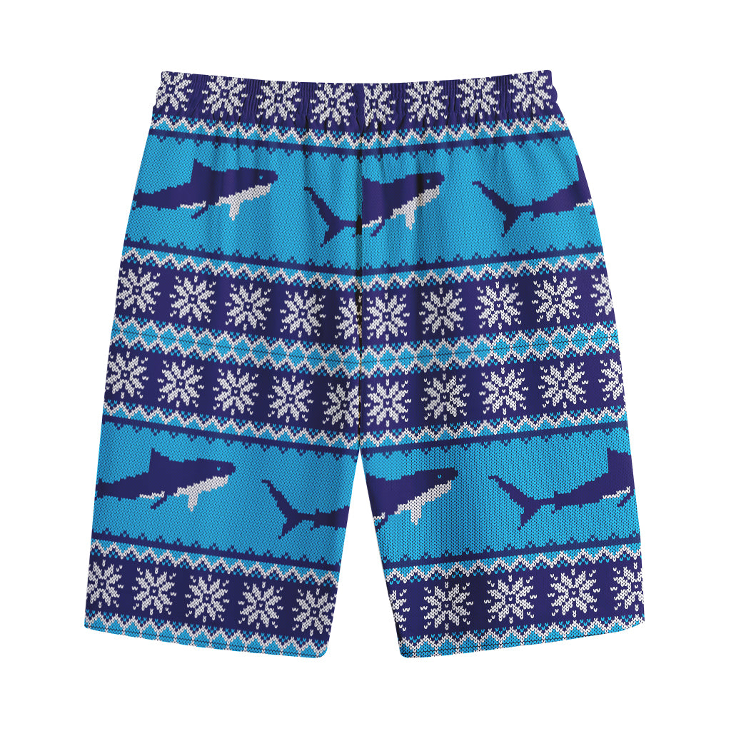 Shark Knitted Pattern Print Cotton Shorts