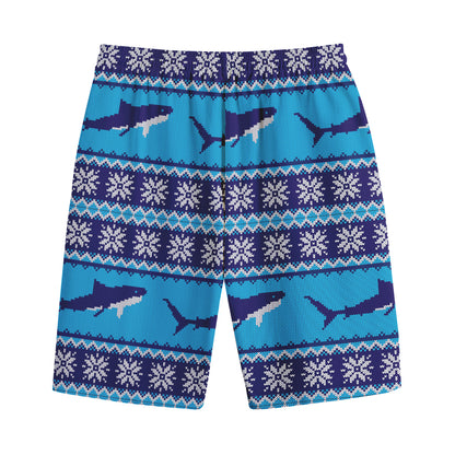 Shark Knitted Pattern Print Cotton Shorts