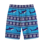 Shark Knitted Pattern Print Cotton Shorts