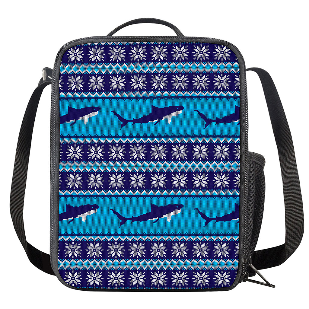 Shark Knitted Pattern Print Crossbody Lunch Bag