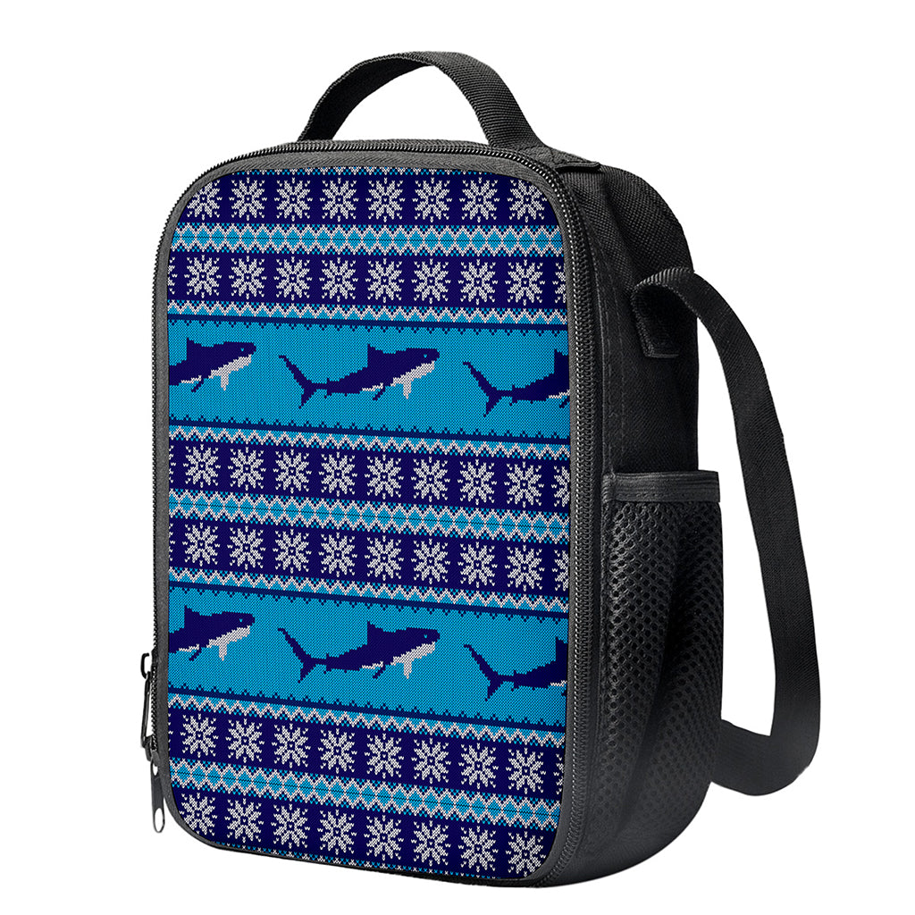 Shark Knitted Pattern Print Crossbody Lunch Bag