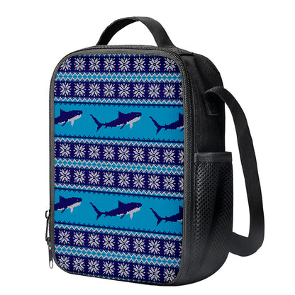 Shark Knitted Pattern Print Crossbody Lunch Bag