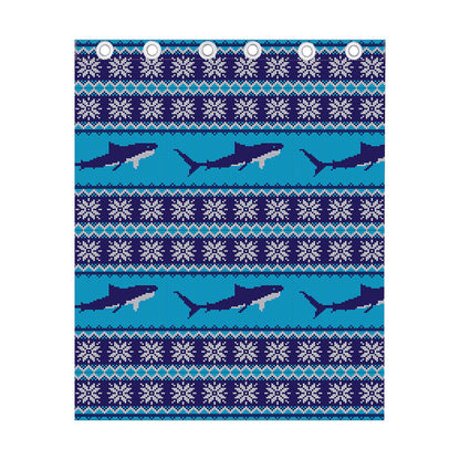 Shark Knitted Pattern Print Curtain