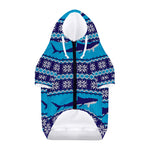 Shark Knitted Pattern Print Dog Zip Up Hoodie