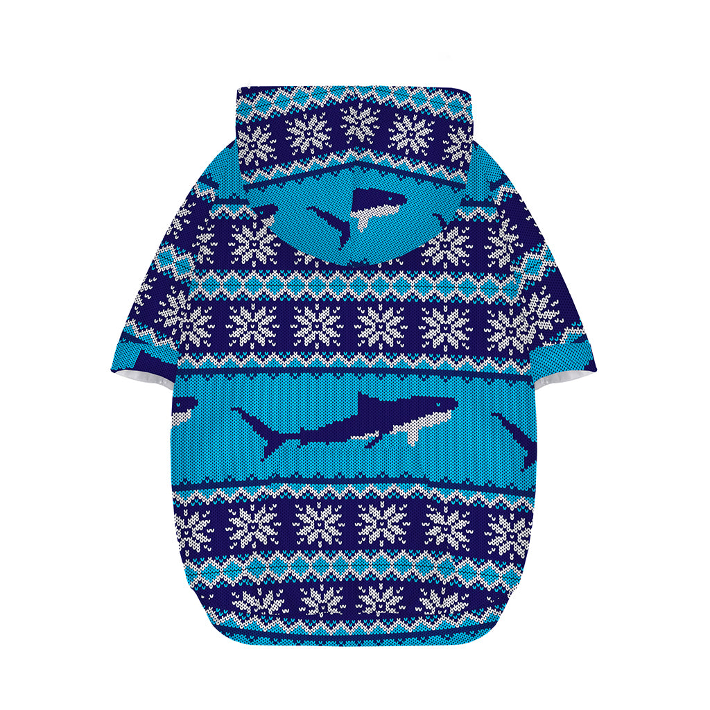 Shark Knitted Pattern Print Dog Zip Up Hoodie