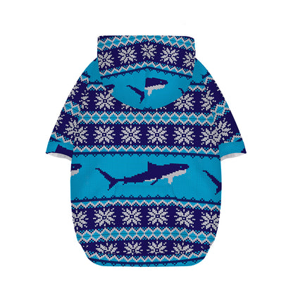 Shark Knitted Pattern Print Dog Zip Up Hoodie