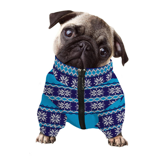 Shark Knitted Pattern Print Dog Zip Up Jacket