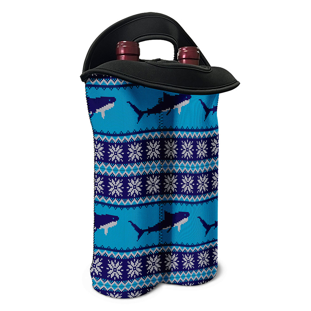 Shark Knitted Pattern Print Double Neoprene Wine Tote