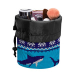 Shark Knitted Pattern Print Drawstring Makeup Bag